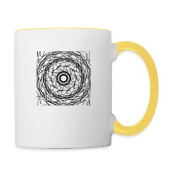 Black and white geometric design - Contrasting Mug - white/yellow - Right