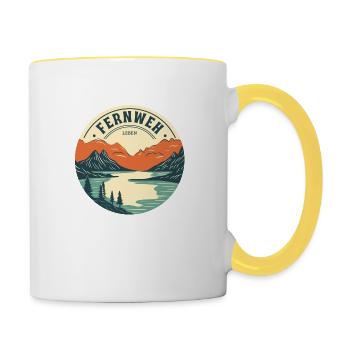 Envie de voyager - Voyage - Vie - Montagne - Mug contrasté - blanc/jaune - Droite