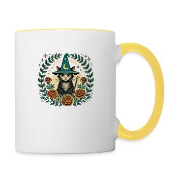 Wizard Kitty Cat - Contrasting Mug - white/yellow - Right
