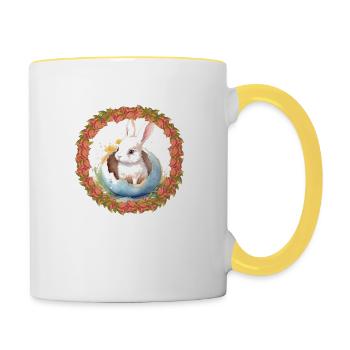 Lapin de Pâques Oeuf de Pâques Lapin de Pâques Oeuf de lapin - Mug contrasté - blanc/jaune - Droite