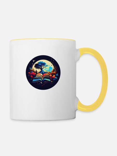 Verträumtes Leseerlebnis - Tasse zweifarbig - Weiß/Gelb