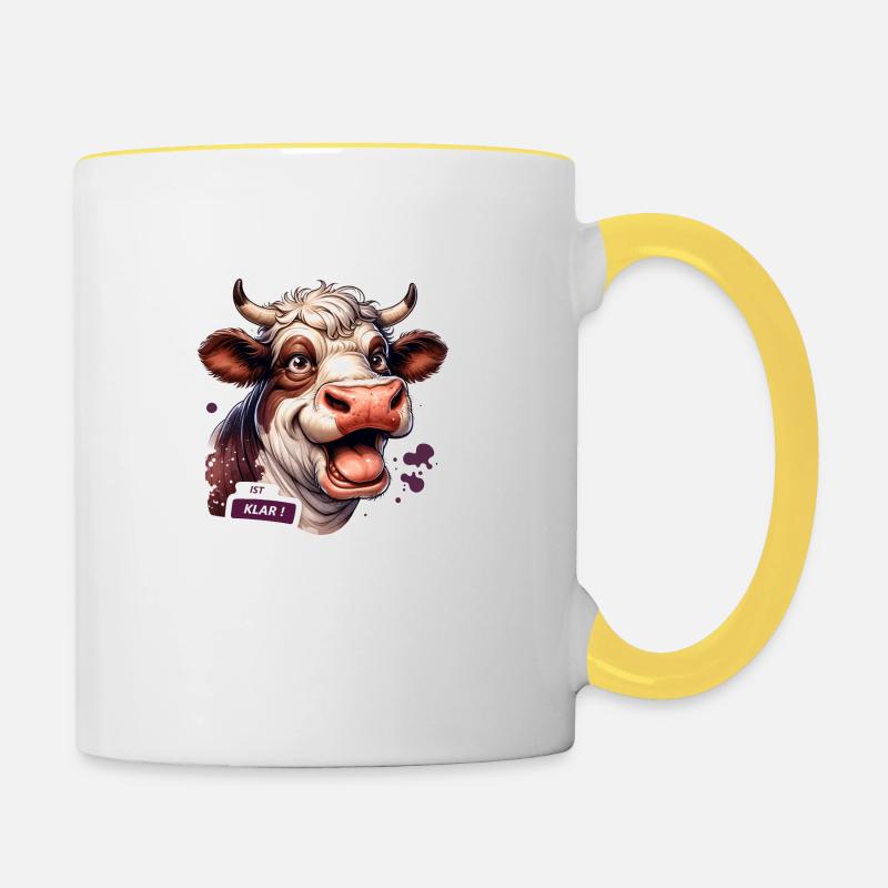 Vache drôle d’accord - Mug contrasté - blanc/jaune