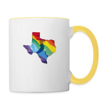Carte du drapeau LGBTQ dans l’État du Texas - Mug contrasté - blanc/jaune - Droite