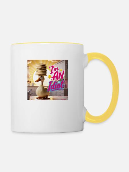 Duck - I´m an Idiot - Tasse zweifarbig - Weiß/Gelb