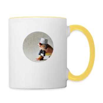 Chardonneret avec jumelles - Mug contrasté - blanc/jaune - Droite