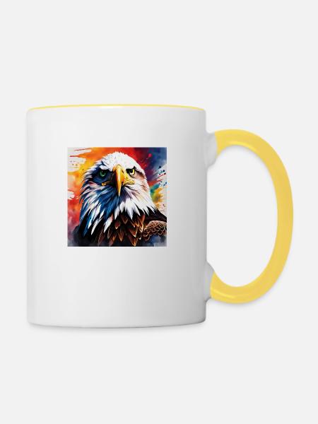 Adler farbig - Tasse zweifarbig - Weiß/Gelb