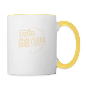 1956 Vintage Born Vintage Geburtstagsgeschenk - Tasse zweifarbig - Weiß/Gelb - Rechts