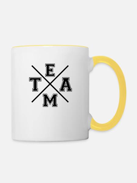 TEAM - Tasse zweifarbig - Weiß/Gelb
