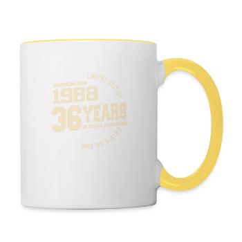 1988 Vintage Born Vintage Geburtstagsgeschenk - Tasse zweifarbig - Weiß/Gelb - Rechts