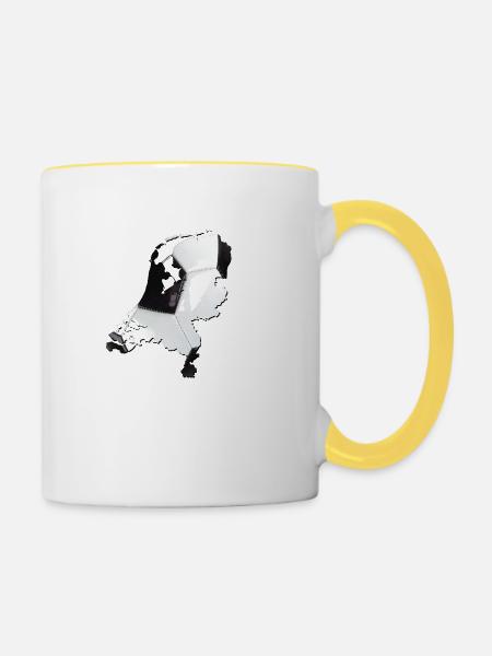 Niederlande | echter Fußball | Landkarte - Tasse zweifarbig - Weiß/Gelb