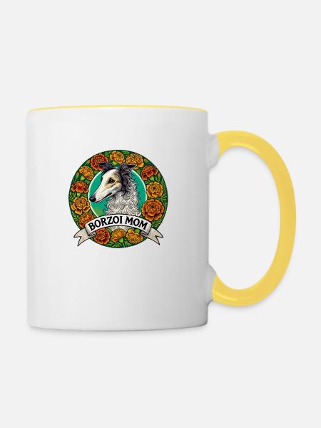 Barsoi Mama - Tasse zweifarbig - Weiß/Gelb