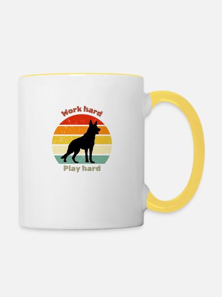 Retro German Shepherd - Tasse zweifarbig - Weiß/Gelb