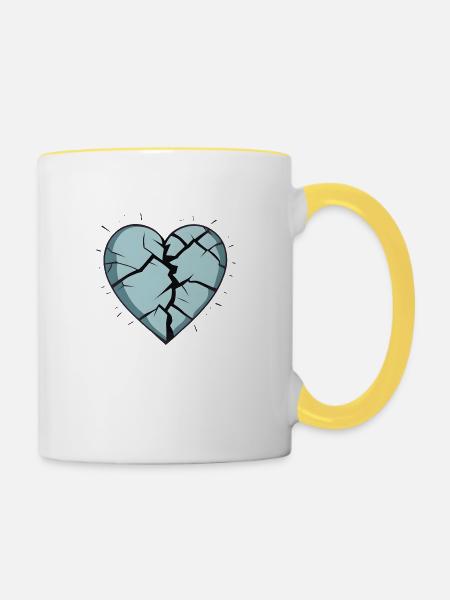 Zerschmetterte Zuneigung - Tasse zweifarbig - Weiß/Gelb