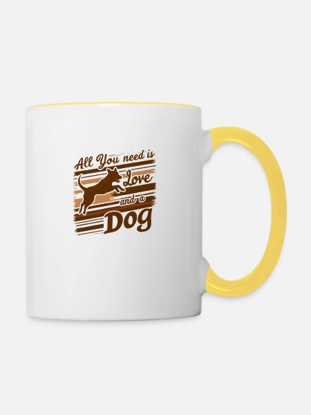 Hündchen - Tasse zweifarbig - Weiß/Gelb