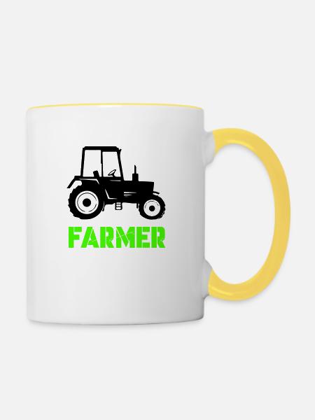 traktor farmer - Tasse zweifarbig - Weiß/Gelb