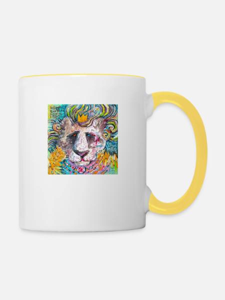 Löwe zerschmettern - Tasse zweifarbig - Weiß/Gelb