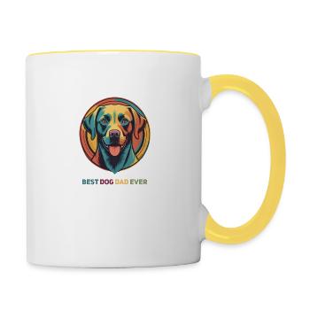 Vintage Hund bester Hundebesitzer - Tasse zweifarbig - Weiß/Gelb - Rechts