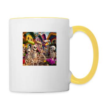 skeletons village - Contrasting Mug - white/yellow - Right