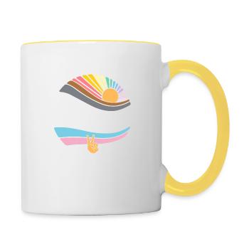 Groovy LGBT Gay Rights Pride - Vintage Lesbisch - Tasse zweifarbig - Weiß/Gelb - Rechts