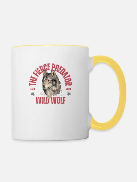 Wild wolf - Tasse zweifarbig - Weiß/Gelb