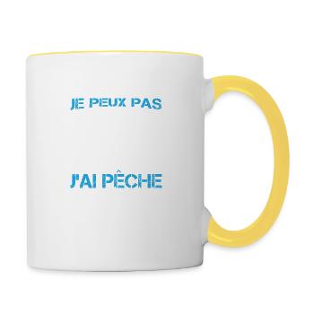 Fischer T-Shirt - I Can't I Have Angeln - Tasse zweifarbig - Weiß/Gelb - Rechts