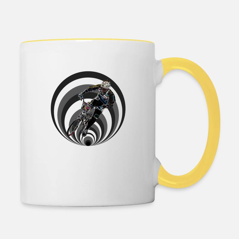 bmx race - Mug contrasté - blanc/jaune
