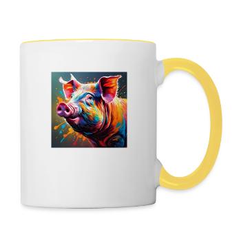 Pig - Tasse zweifarbig - Weiß/Gelb - Rechts