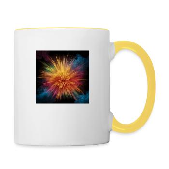Explosionen von Farben - Tasse zweifarbig - Weiß/Gelb - Rechts
