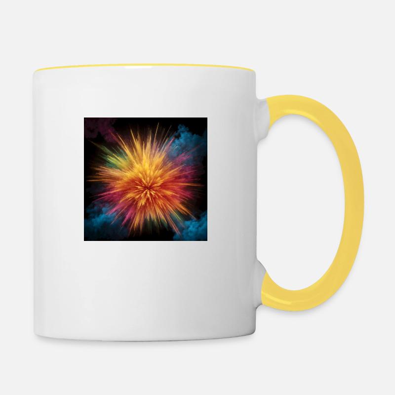Explosionen von Farben - Tasse zweifarbig - Weiß/Gelb