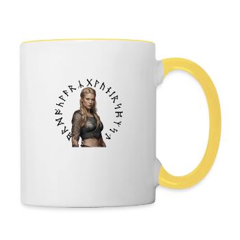 Viking Woman - Tasse zweifarbig - Weiß/Gelb - Rechts