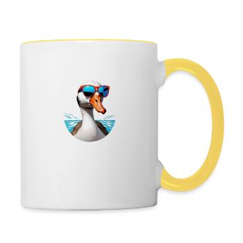 Coole Ente mit Sonnenbrille - Tasse zweifarbig - Weiß/Gelb - Rechts