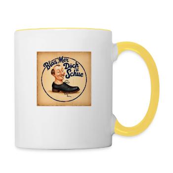 „Blas Mer Doch id Schue“ - Tasse zweifarbig - Weiß/Gelb - Rechts