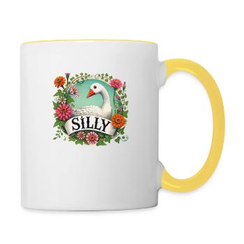 Oie idiote - Mug contrasté - blanc/jaune - Droite