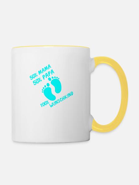 100 wunschkind - Tasse zweifarbig - Weiß/Gelb
