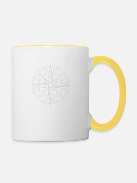 kompass - Tasse zweifarbig - Weiß/Gelb