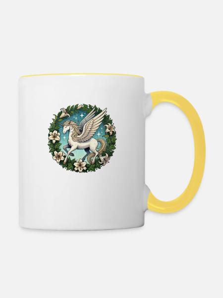 Pegasus Einhorn - Tasse zweifarbig - Weiß/Gelb