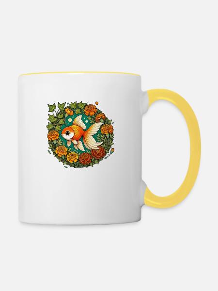 Goldfisch - Tasse zweifarbig - Weiß/Gelb