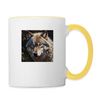 Wolf - Tasse zweifarbig - Weiß/Gelb - Rechts