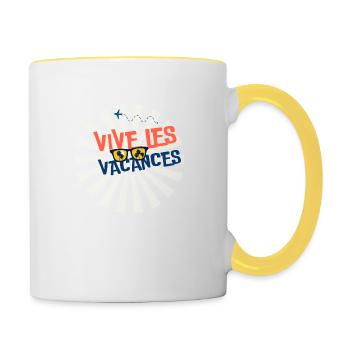 ES LEBE DER URLAUB. FEIERTAG. FROHE FEIERTAGE. - Tasse zweifarbig - Weiß/Gelb - Rechts
