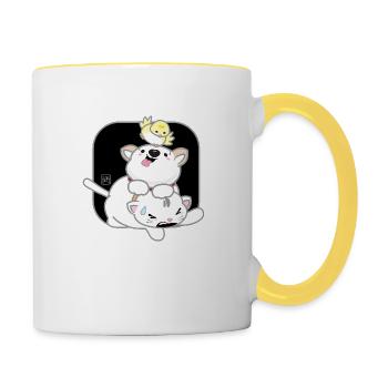 Chien Coréen - Style Japonais 12 - Mug contrasté - blanc/jaune - Droite