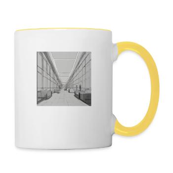 Une vision minimaliste des gens - Mug contrasté - blanc/jaune - Droite