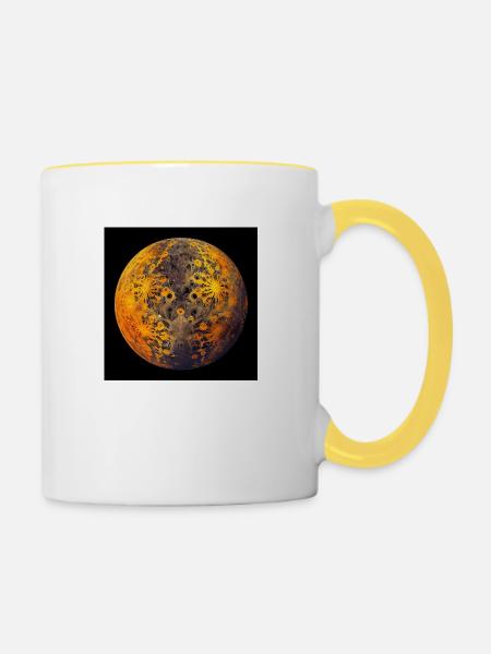Fraktaler Planet - Tasse zweifarbig - Weiß/Gelb