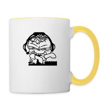 Zombie Monster DJ Horreur Mixer Musique de fête - Mug contrasté - blanc/jaune - Droite