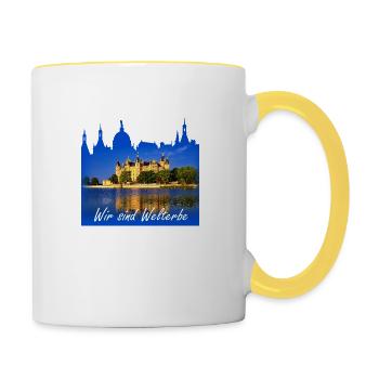 Welterbe Schwerin - Tasse zweifarbig - Weiß/Gelb - Rechts