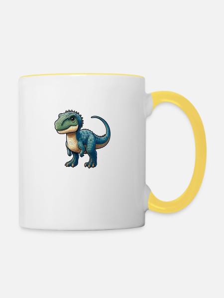 Wildtier-Dinosaurier - Tasse zweifarbig - Weiß/Gelb