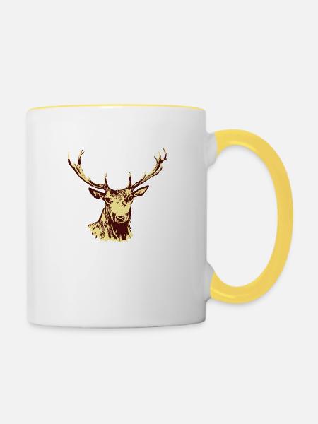 Hirsch - Tasse zweifarbig - Weiß/Gelb