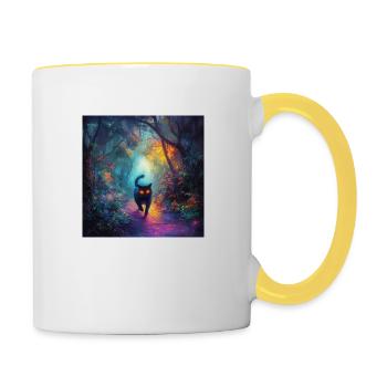 FANTASY Forest Cat 5 - Tasse zweifarbig - Weiß/Gelb - Rechts
