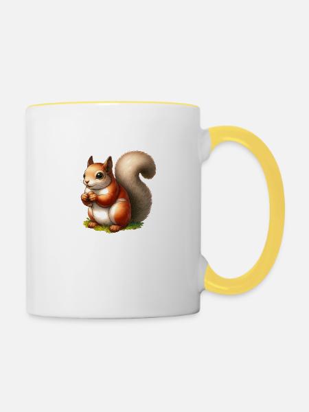 Eichhörnchen - Tasse zweifarbig - Weiß/Gelb