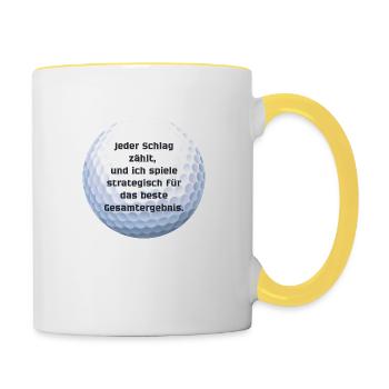 Golf Affirmation Strategie - Tasse zweifarbig - Weiß/Gelb - Rechts