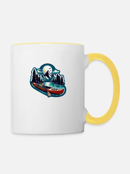 Paddelboot - Tasse zweifarbig - Weiß/Gelb